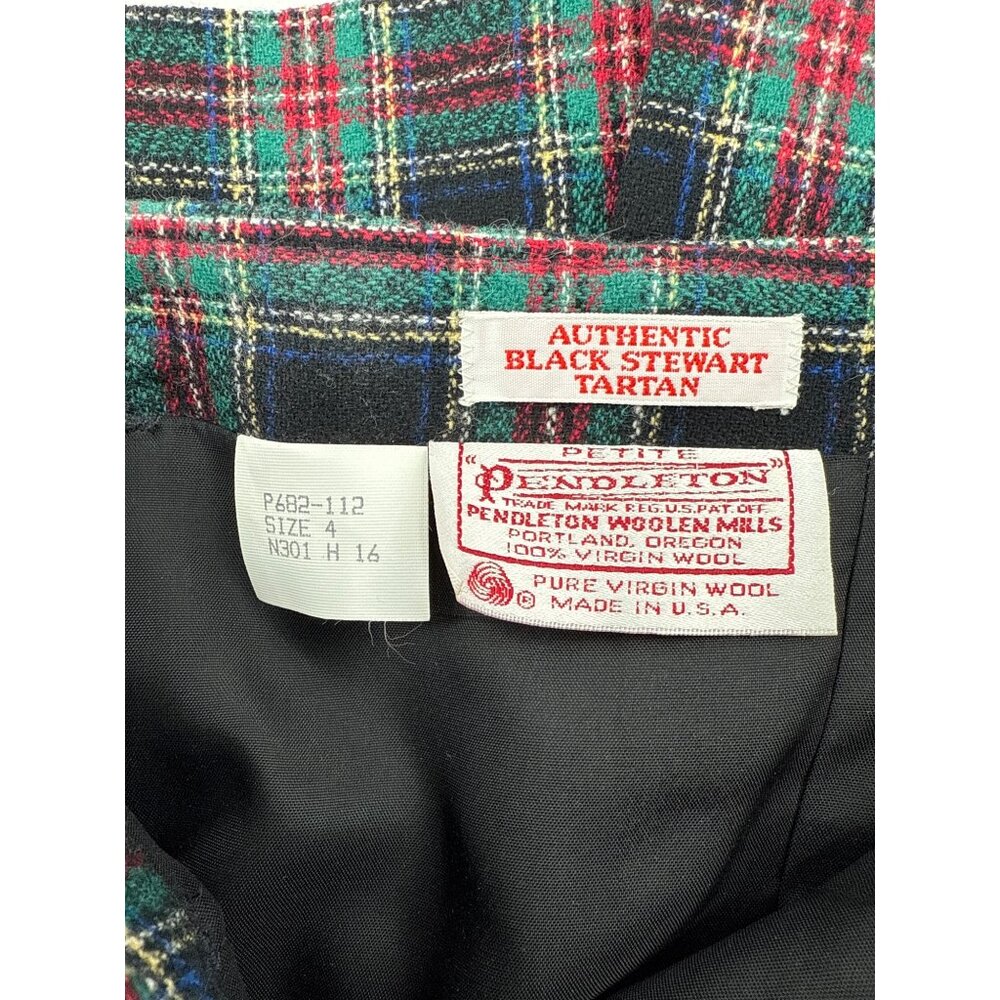 Pendleton Womens Black Stewart Tartan Wool Skirt Size 4 - Picture 6 of 7